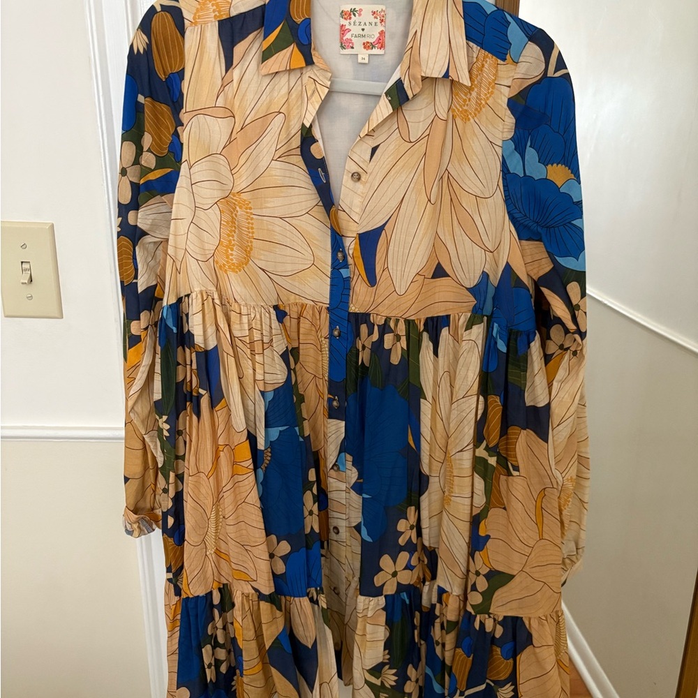 Sezane x Farm Rio Floral Button-Up Dress - size 34
